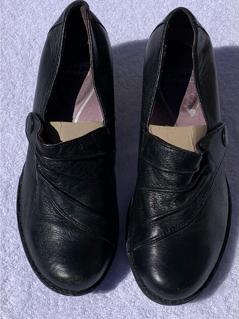 Dansko Aimee Black Nappa Leather Slip-On Wedge Shoes US 7.5/8